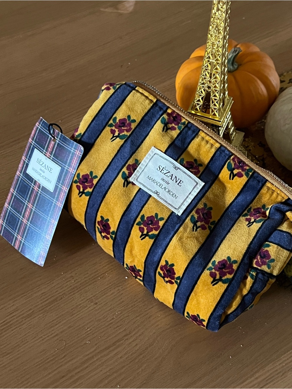 NWT Sezane x Maria de la Orden Rare Velvet Floral Pouch 8x6